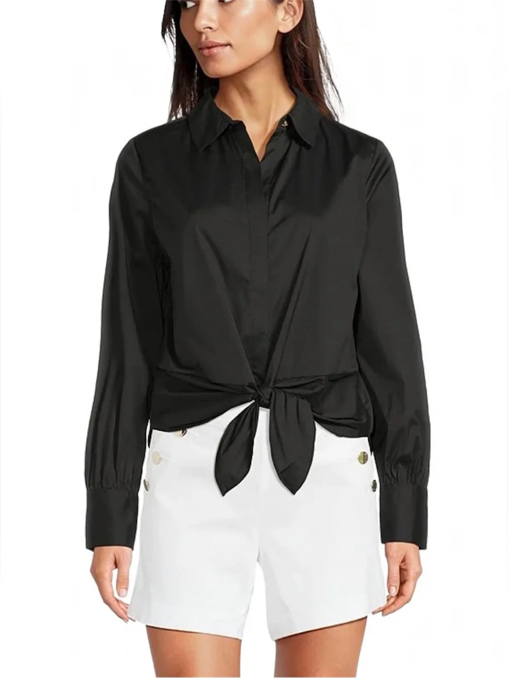 Lilly Pulitzer The Tie Lilly Poplin Point Collar Long Sleeve Button Front Shirt